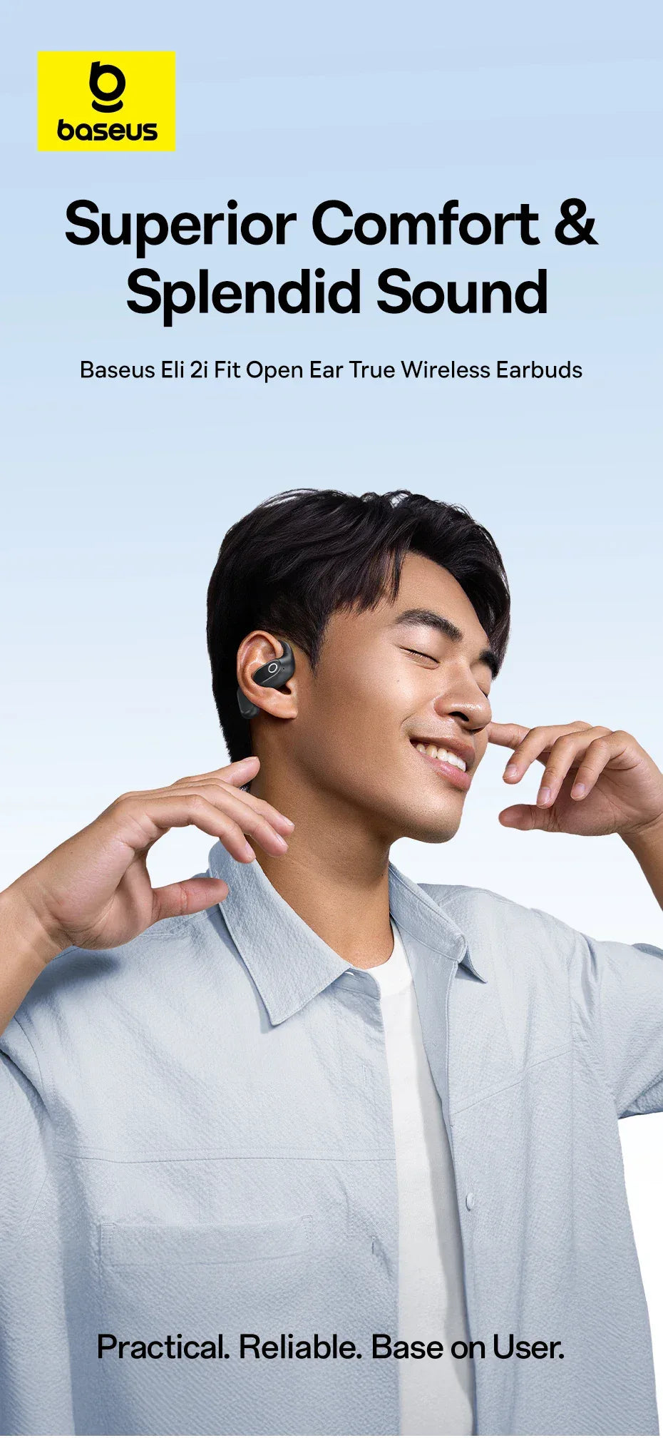 Tidesmit Open-Ear Wireless Sports Earbuds - Bluetooth Black/White Tidesmit