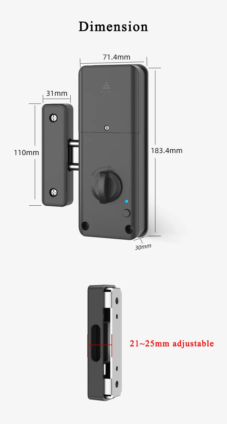 TTLock APP Remote Control Automatic IC Card Motor Lock Invisible No Drill Hole Installation For Wooden Door