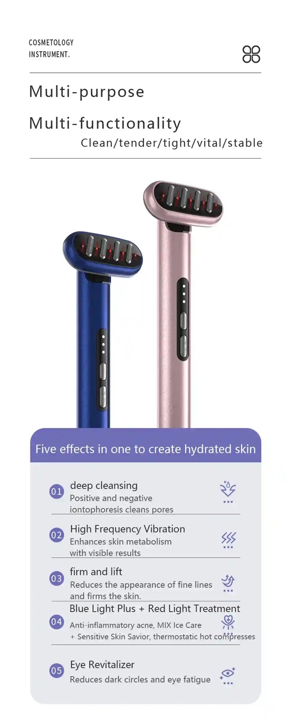Tidesmit Microcurrent LED Face Massager Wand - Portable Skin Tool Massage Roller Tidesmit