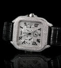 Luxury Square Diamond Watch Roman Dial Mechanical Movement Stainless Steel Moissanite Band Sapphire Crystal Vintage Style Auto
