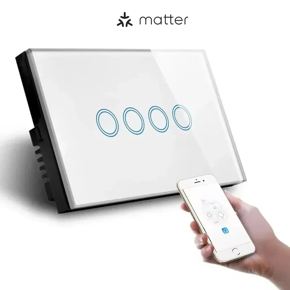 Melery Matter over WiFi Smart Light Switch Glass Touch Sensor Remote Control by Alexa GoogleApple Home Siri Homekit SmartThings