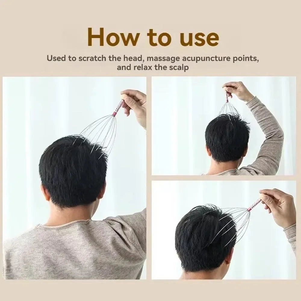 Octopus Head Massager - Scalp Scratcher for Daily Stress Relief 2 Pack Relaxation Treatment Tidesmit