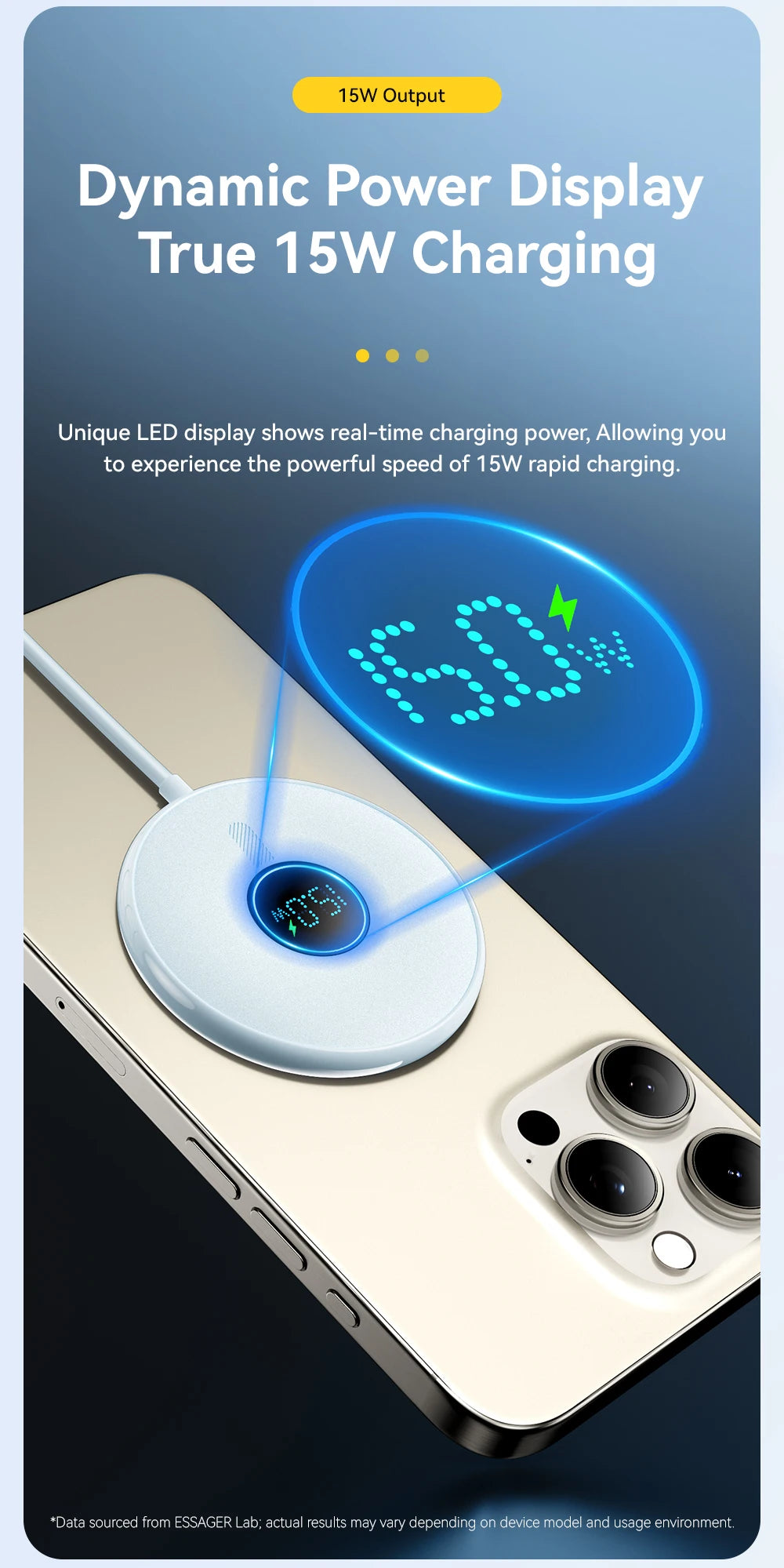 Magnetic Wireless Charger 15W with Digital Display - MagSafe Compatible Tidesmit
