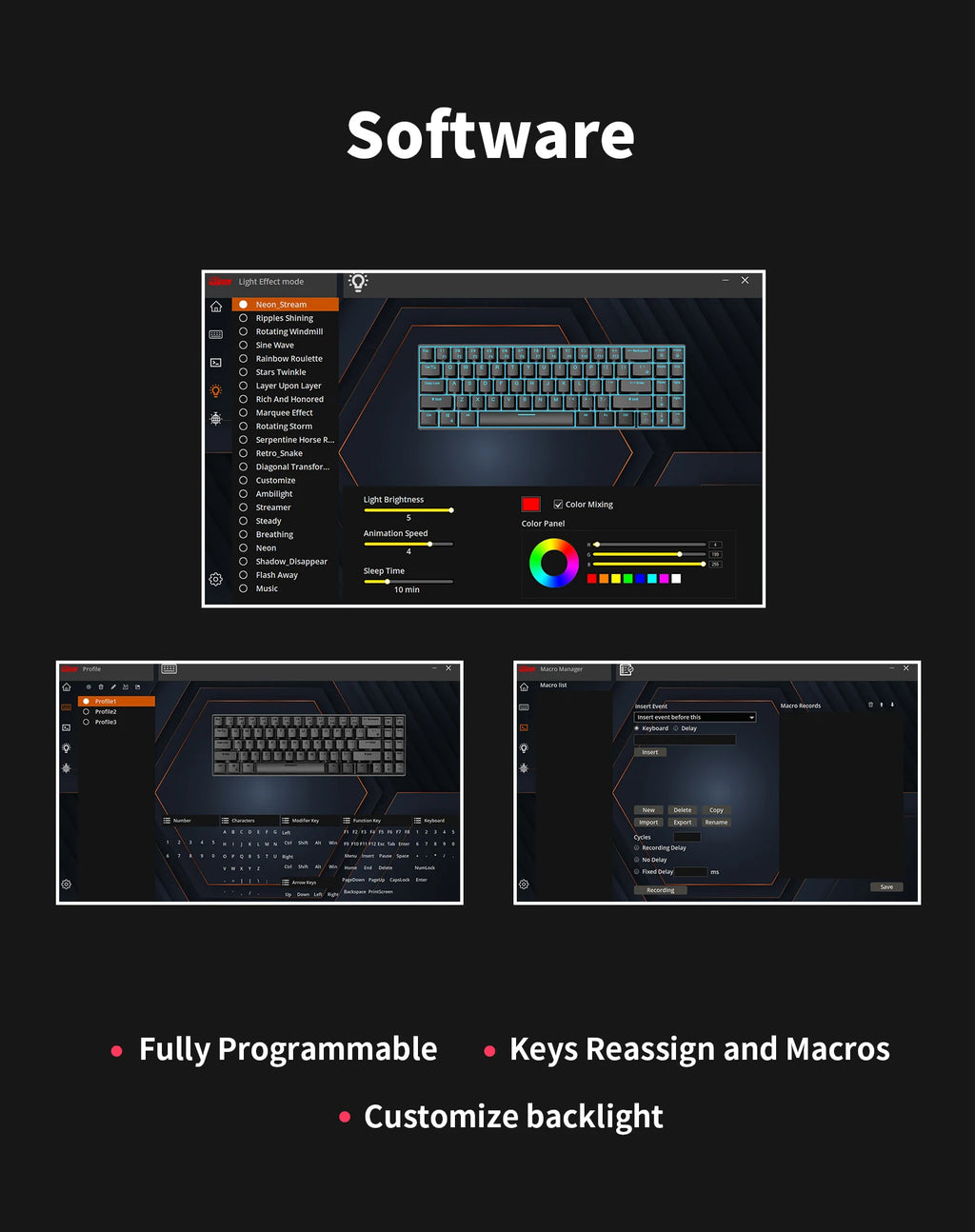 RK ROYAL KLUDGE R87 Wired Brazilian Gamer Keyboard 87 Key RGB Backlit Hot-swappable Mechanical Keyboard Customised Keycaps