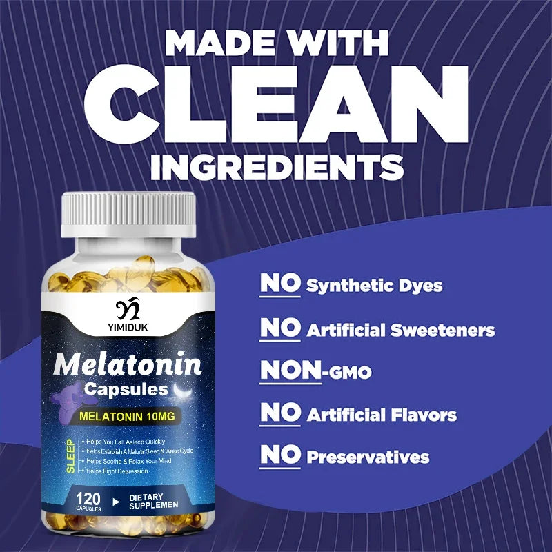 Melatonin 10mg, Sleep Dietary Supplement, No Habit, Deep Sleep Contains Melatonin - Healthy Sleep - 120 Capsules