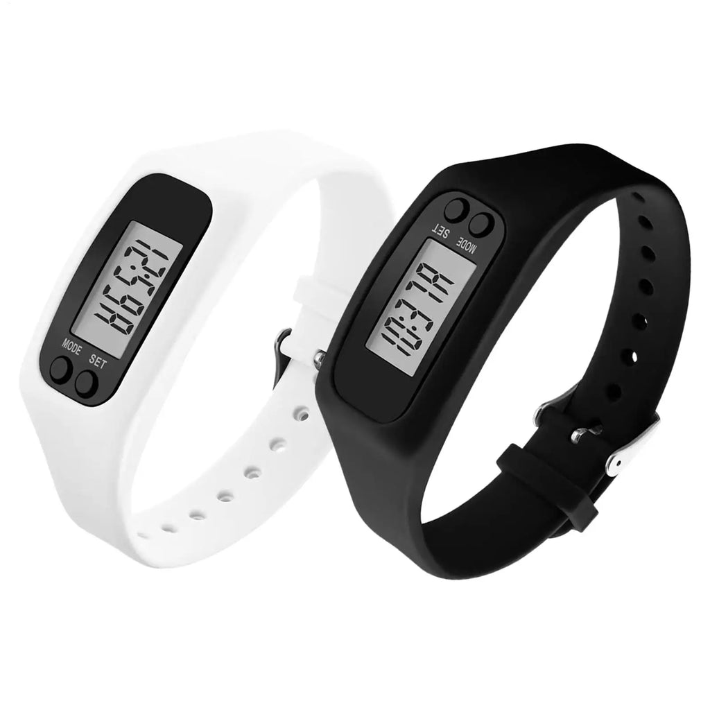 LCD Pedometer Bracelet Step Counter Watch Time Display Silicone StepTracker Multi-Function Fitness Watch For Adults Kids