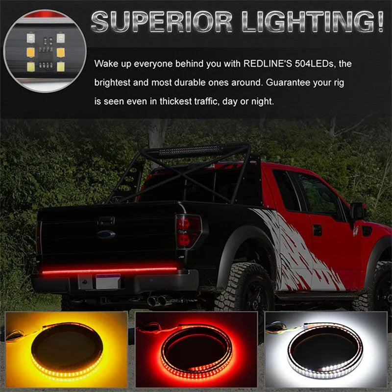 150cm Triple Row LED Tailgate Light Bar - Brake & Turn Signal Kit Tidesmit