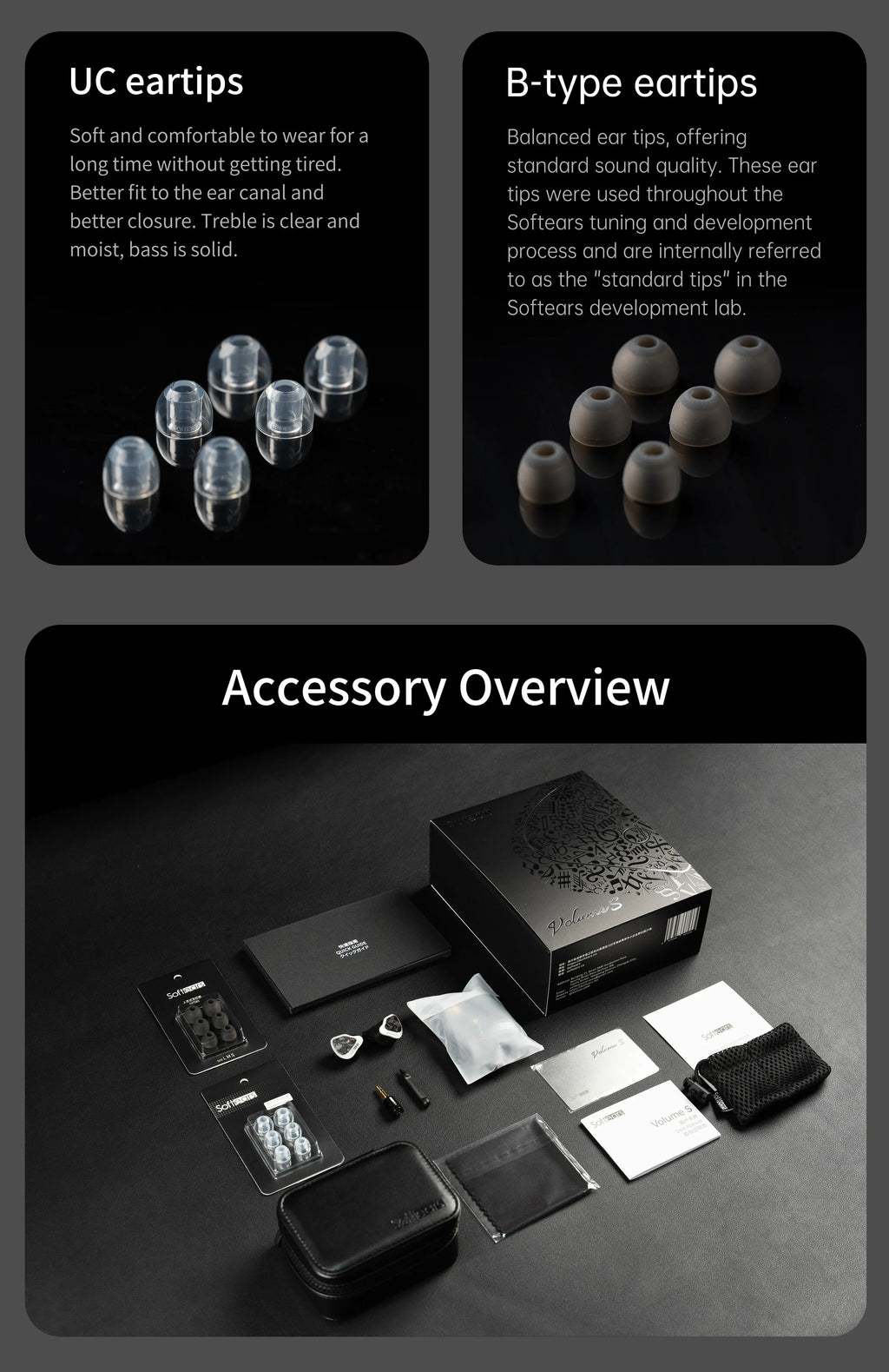 Softears Volume Hybrid Quad-Driver IEMs Black | Tidesmit Tidesmit