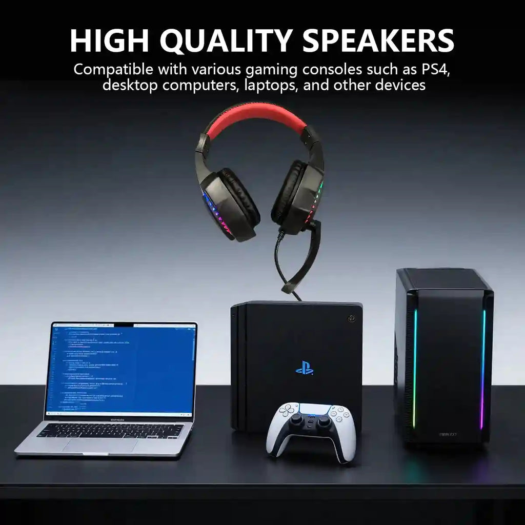 Wired Gaming Headset with RGB Lighting - Over-Ear Precision Audio Tidesmit