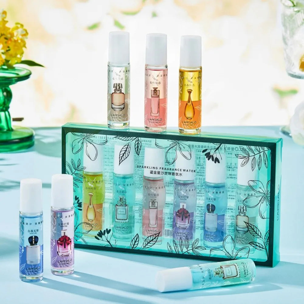 Tidesmit 6-piece portable roll-on perfume set, long-lasting fresh deodorant fragrance in a travel gift box for women.