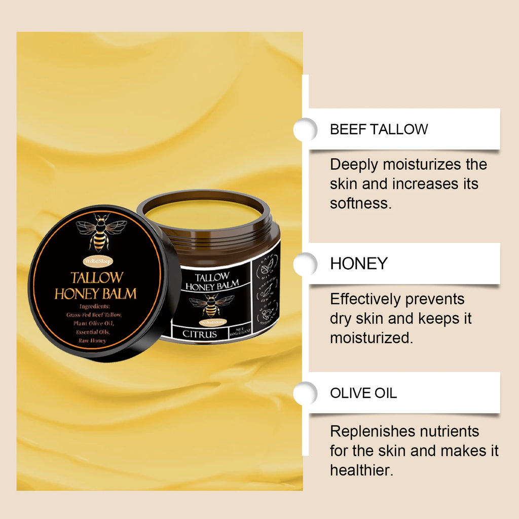 Woodsleep Tallow Honey Balm Lasting Moisturizing Facial Lifting Tighten Skin Elasticity Enhanced Olive Oil Tallow Honey Cream