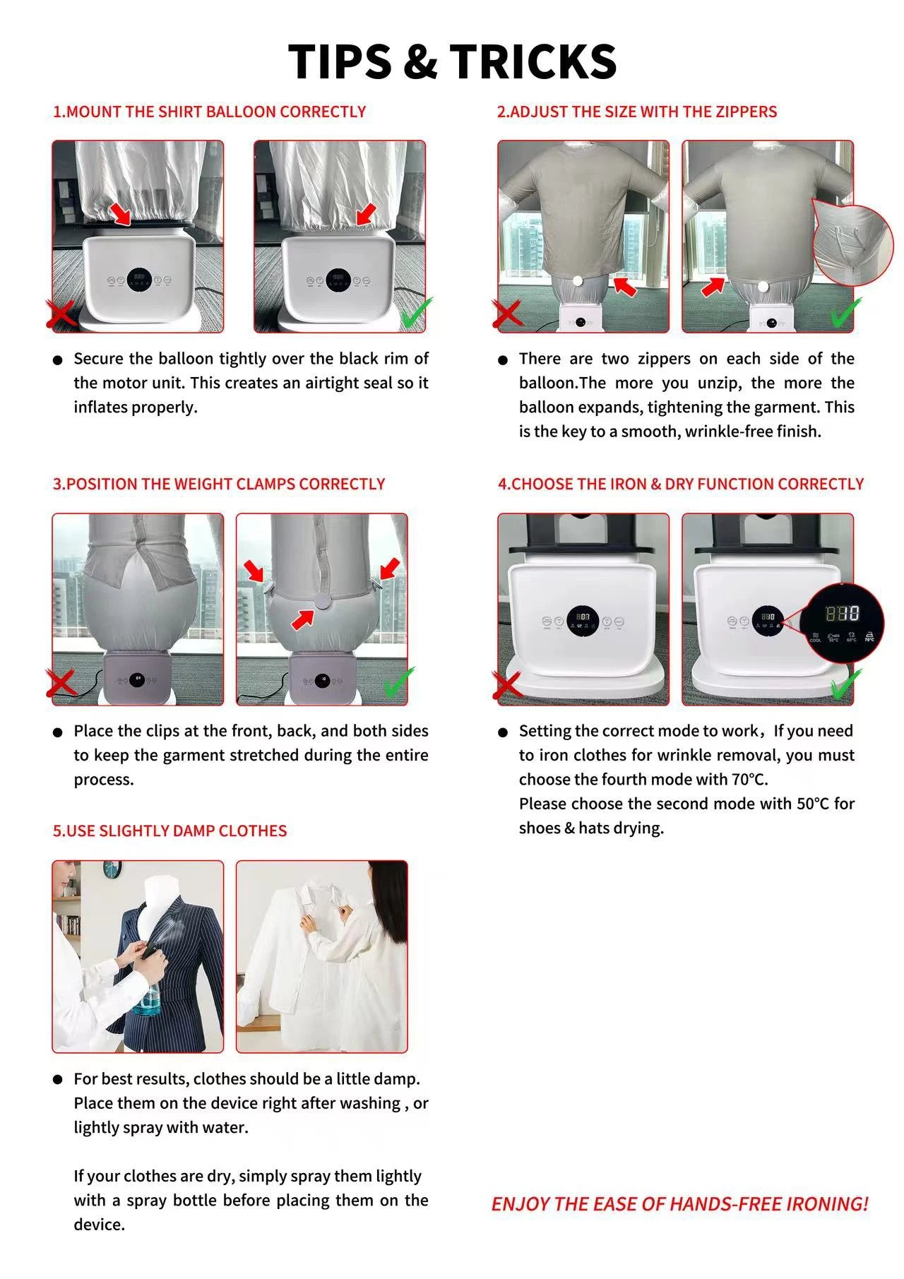 Tidesmit portable folding clothing ironing and air drying machine showing compact storage and heating features