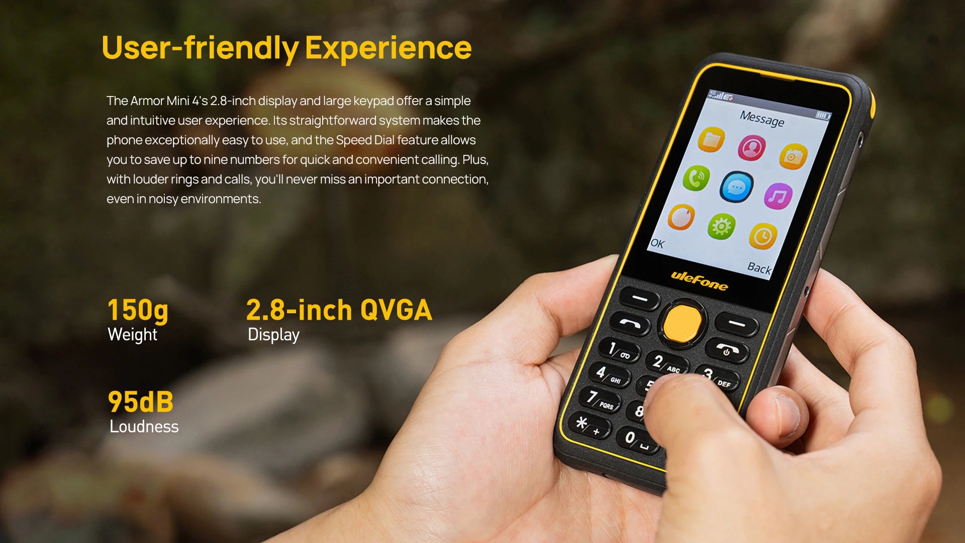 Ulefone Armor Mini 4 Rugged 64MB RAM 128MB ROM 2.8 inch Unisoc T117 2MP Rear Camera 2100mAh Battery 4G Global Version
