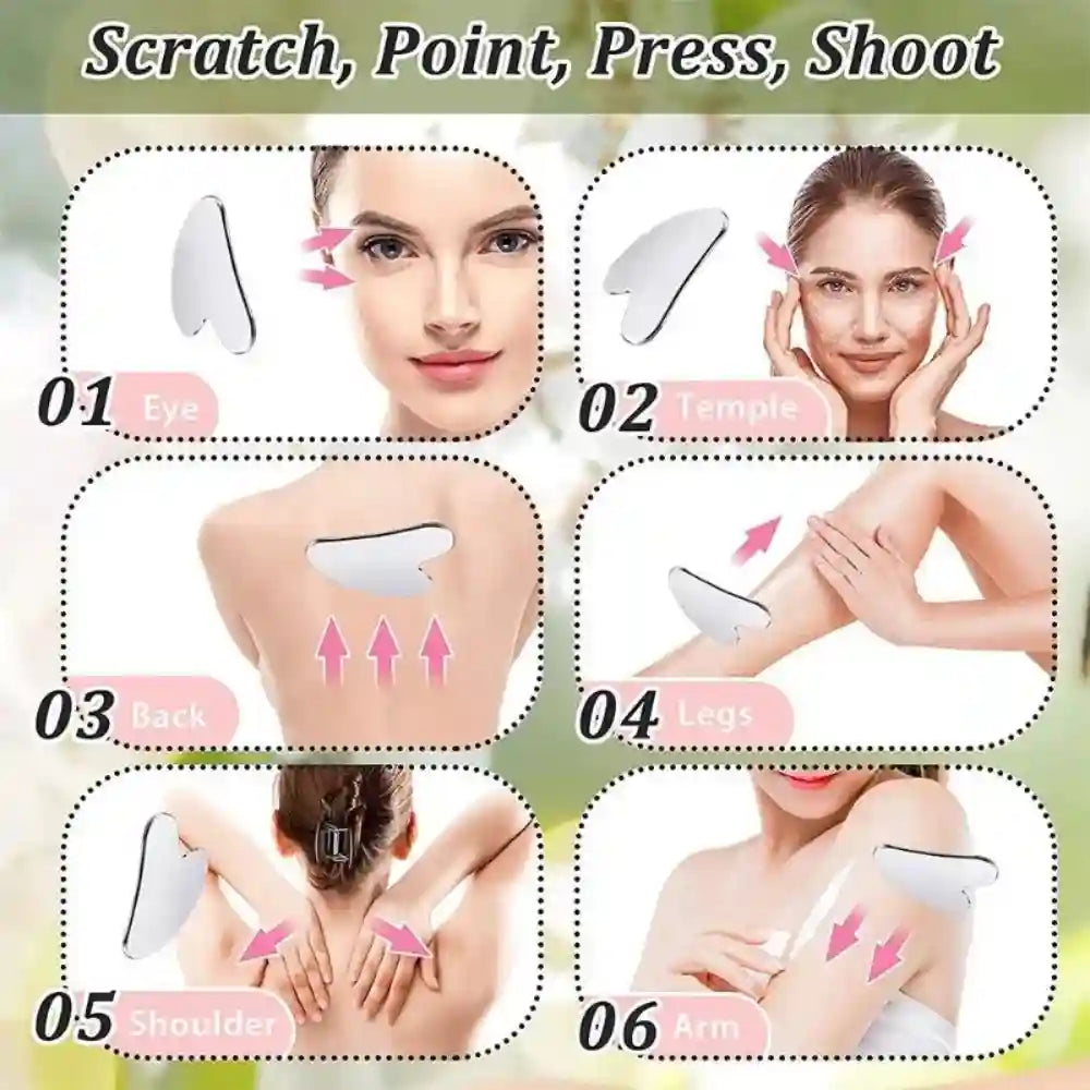 Stainless Steel Gua Sha Face Massager - Ergonomic Heart Shape Tool Eye Massage Instrument Tidesmit