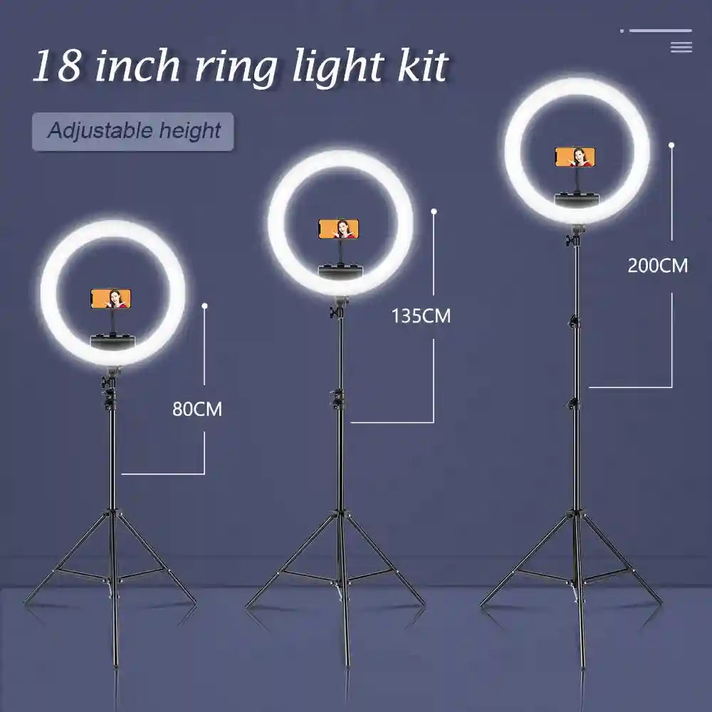 18 Inch LED Ring Light with Adjustable Tripod for Professional Streaming Tidesmit