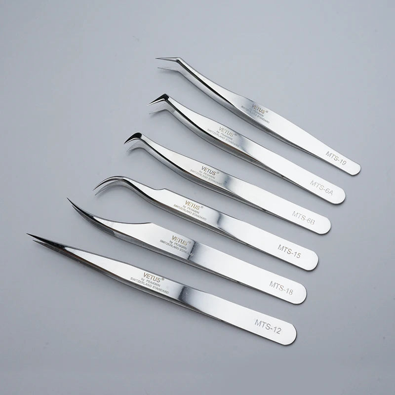 Eyelash Extension Tweezers: Precision Stainless Steel Pro Tools False Eyelashes Tidesmit