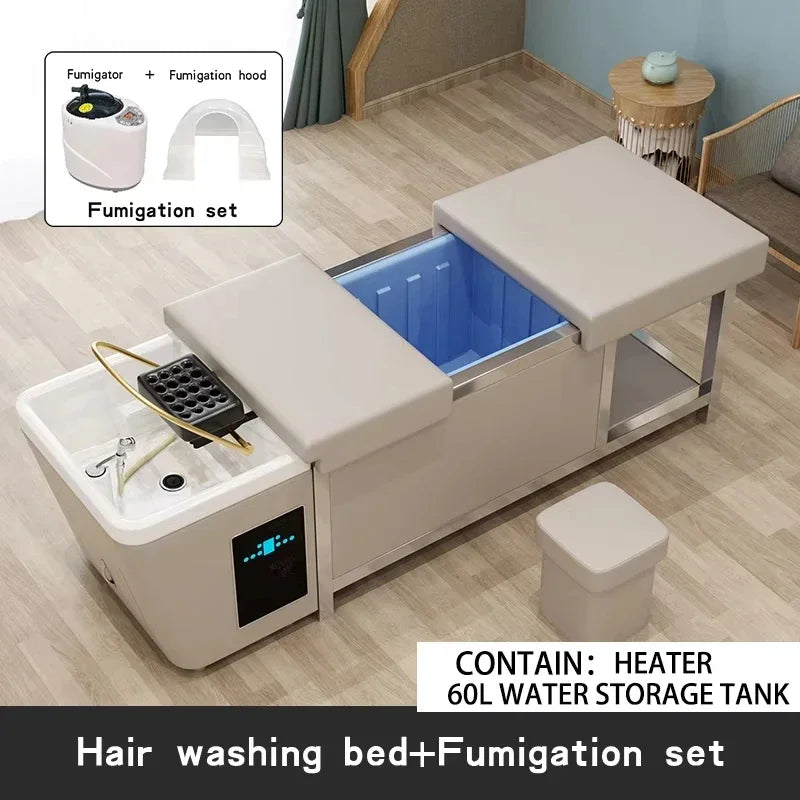 Massage Shampoo Bed with 90L Tank - Professional Salon Spa Station Massage Chairs Silver China Mainland Tidesmit