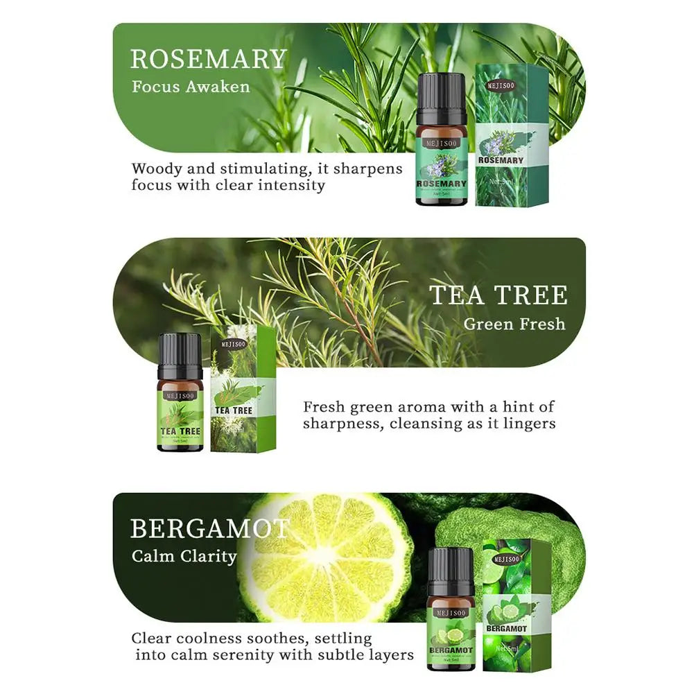 5ml Natural Essential Oils Rosemary Tea Tree Lemon Lavender Lemongrass Eucalyptus Peppermint Sweet Orange Fragrance Oil