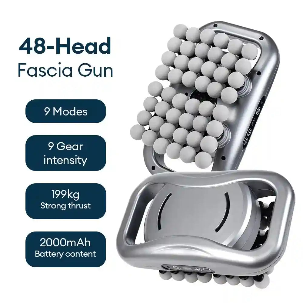 Fascia Gun 48-Head Deep Tissue Percussive Massager for Muscle Recovery Fascia Gun Grey Tidesmit