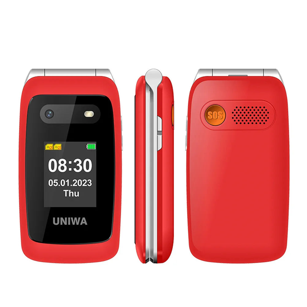 UNIWA V202T 4G Flip Phone Large Button for Elderly Mobile Phone 2.4Inch Screen 1450mAh With Emergency Call Button Global Version