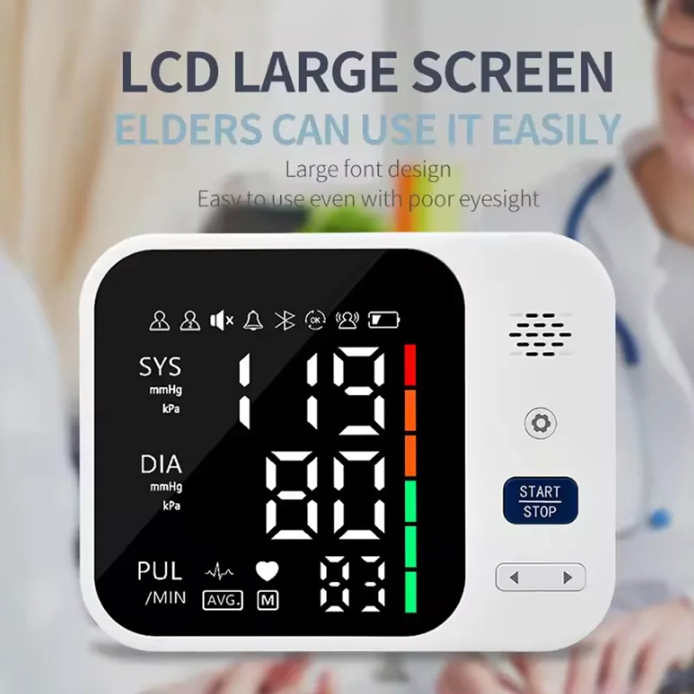 Automatic Digital Blood Pressure Monitor Upper Arm with Arrhythmia Detection 36cm Adjustable Cuff LED Display Health Tonometer