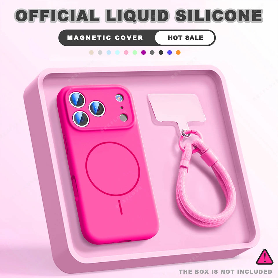 Magnetic iPhone Case with Wrist Strap – Slim Shock-Absorbing Cover Rose R Tidesmit