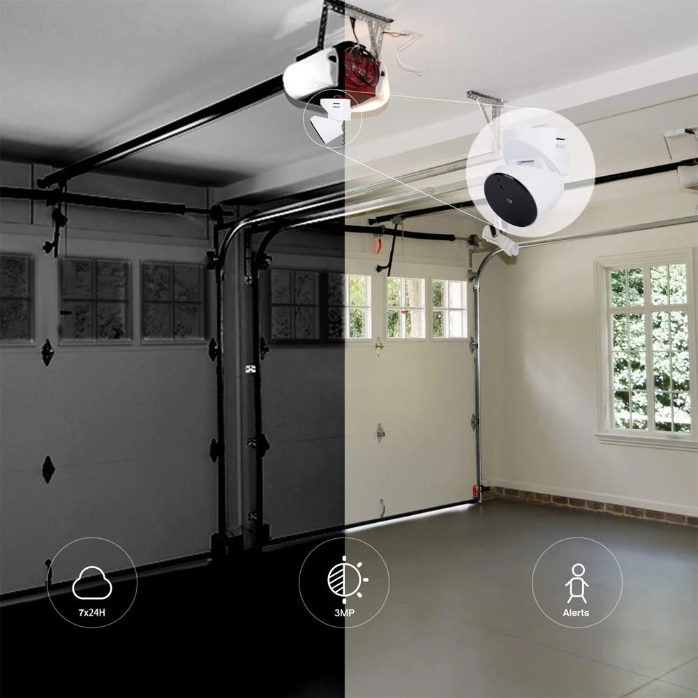 Tuya SmartLife WiFi Garage Door Opener with 3MP Camera Remote Control Two Way Audio Night Vision Recording Alexa Google Support