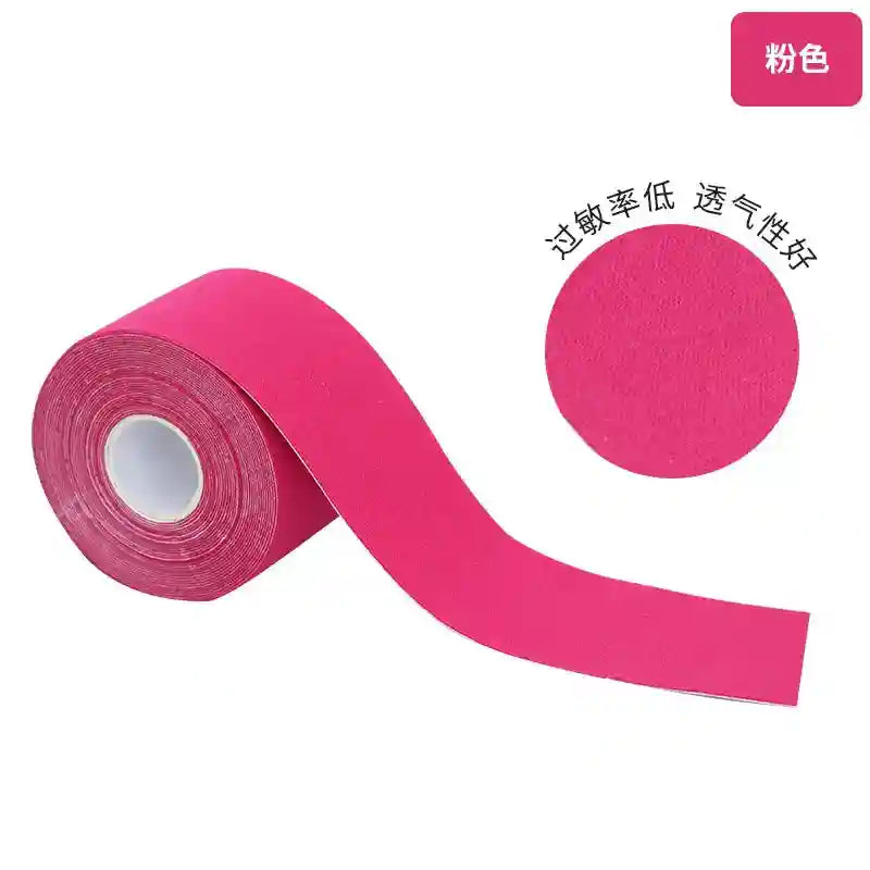 A roll of bright pink kinesiology facial lifting tape with a textured fabric surface, shown on a plain white background.