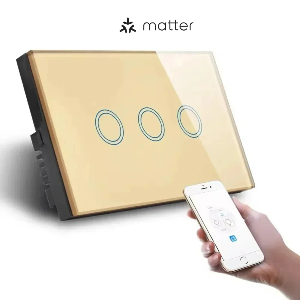Melery Matter over WiFi Smart Light Switch Glass Touch Sensor Remote Control by Alexa GoogleApple Home Siri Homekit SmartThings