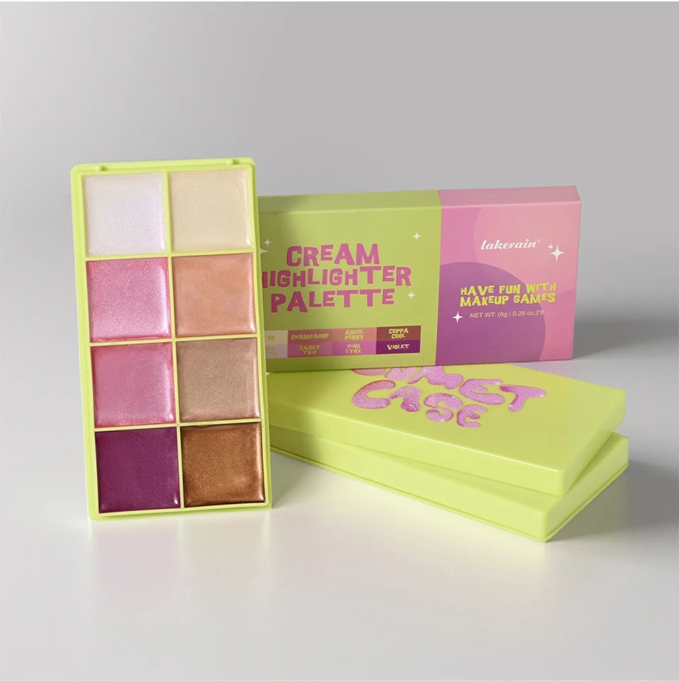 Tidesmit 8 color eyebrow cream highlighter palette with matte and shimmer finishes for natural long-lasting makeup