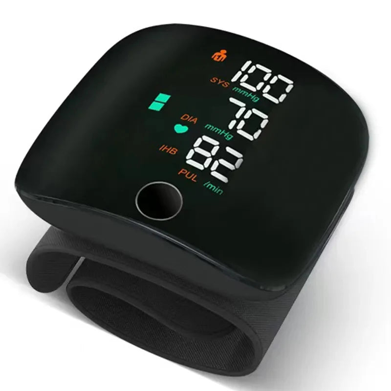 Wrist Type Blood Pressure Monitor LED Display Fast Measurement Digital Tensiometer BP Tonometer Heart Rate USB Rechargeable