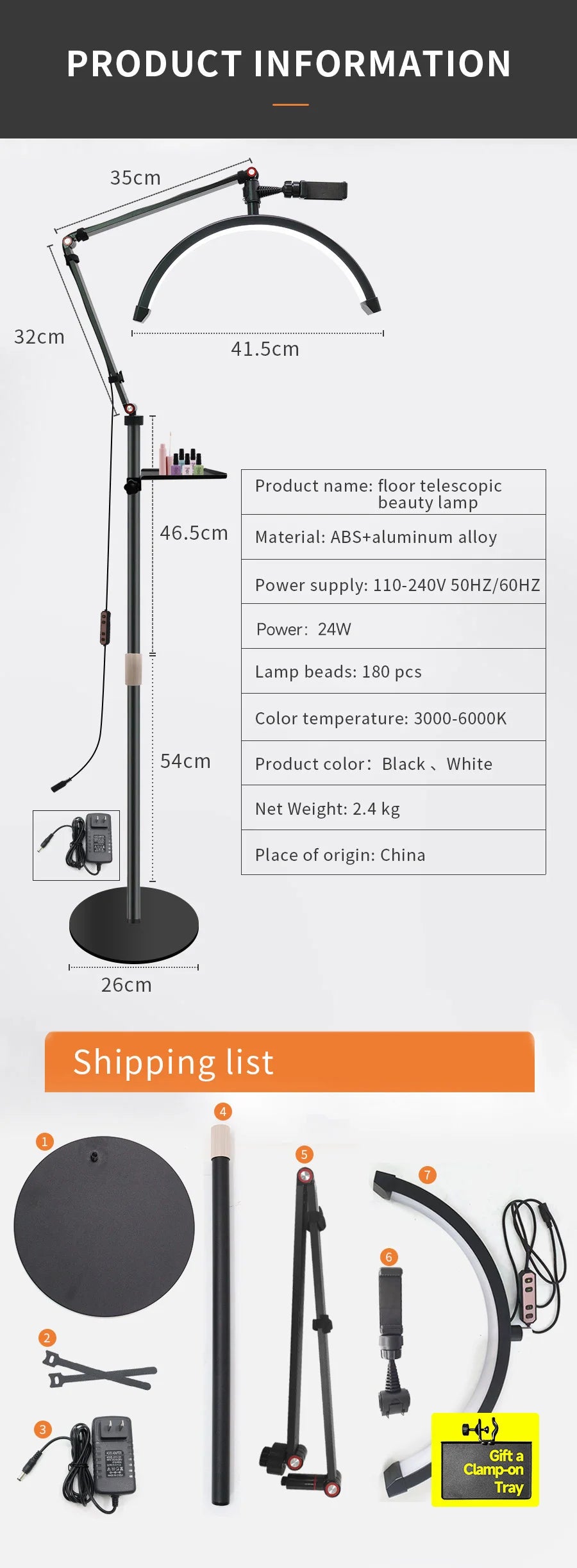 Half Moon Eyelash Lamp - LED Salon Light with Adjustable Color Temperature Tidesmit