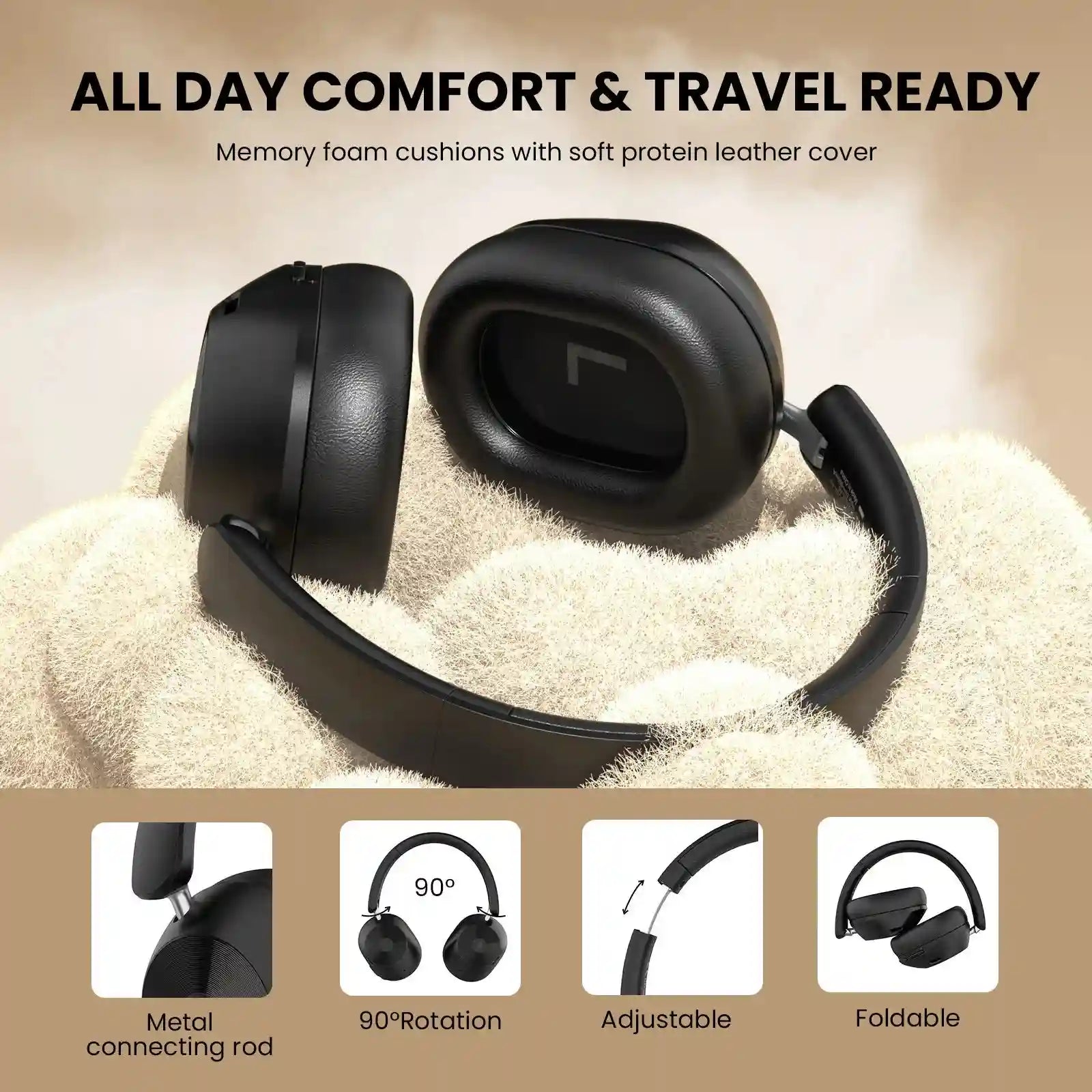 Wireless Noise Cancelling Headphones - Over-Ear Studio Monitor Audio Tidesmit