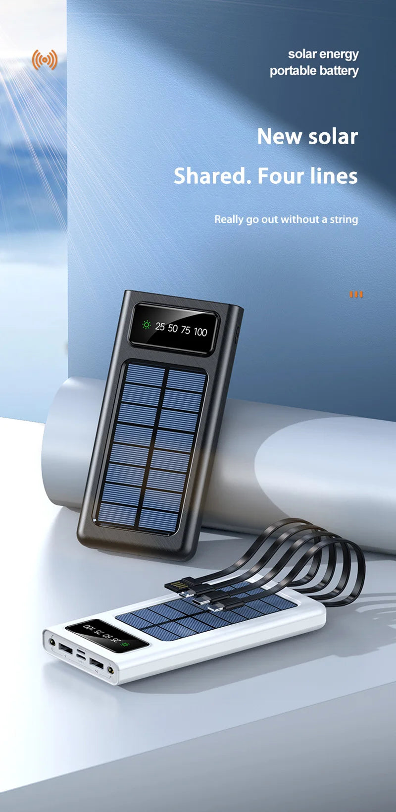 200000mAh Solar Power Bank 120W Fast Charging Portable Charger Tidesmit