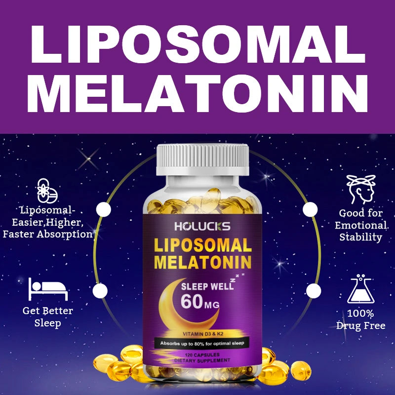 Buy 2 Get 2 Free! Liposomal Melatonin Capsules, Support Insomnia Relief & Jet Lag Recovery, Quick Sleep Onset & Restful Nights