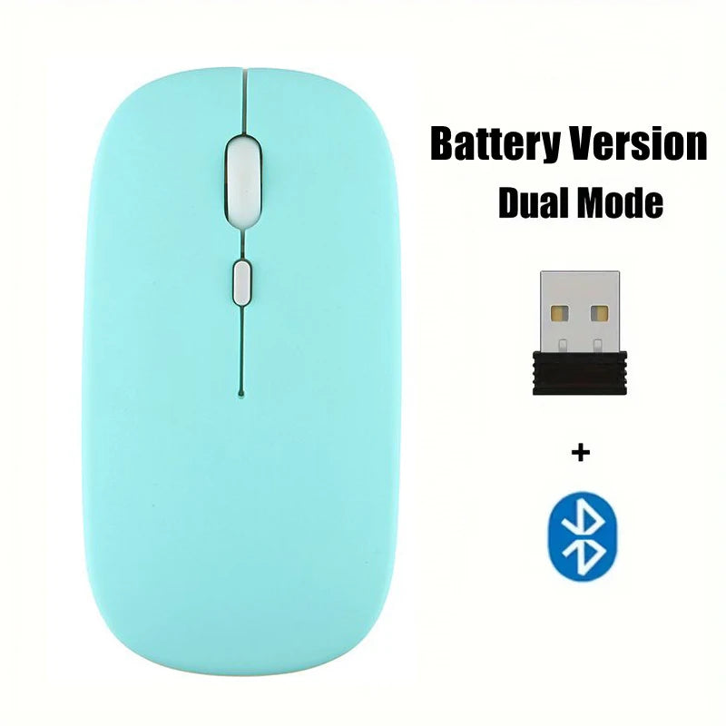 Wireless Mouse with 2.4G Bluetooth-compatible Dual Modes, 1600 DPI Adjustable, Silent Clicking, Portable Ergonomic Laptop Mouse