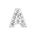 Silver rhinestone letter A slide charm for 8mm DIY pet collars to personalize your dog or cat's accessory.