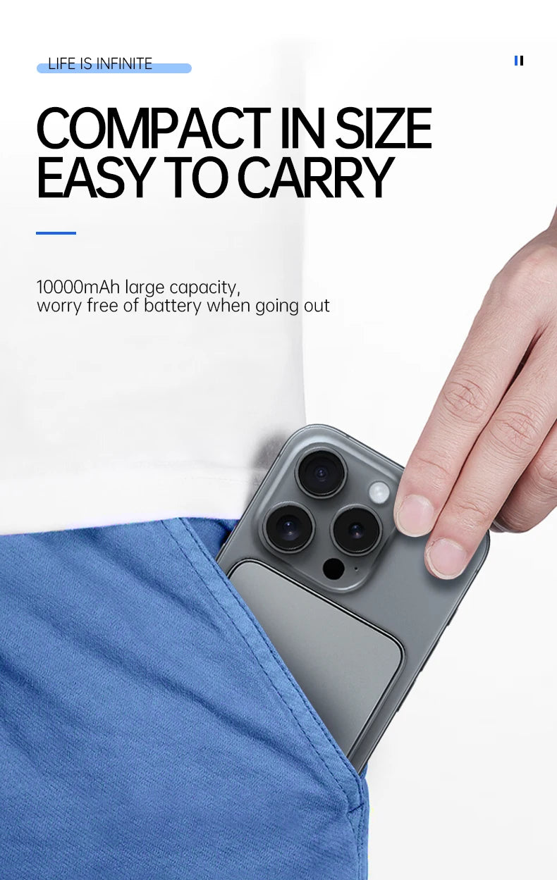 Magnetic Power Bank 10000mAh Qi2 Wireless Portable Charger - Tidesmit Tidesmit