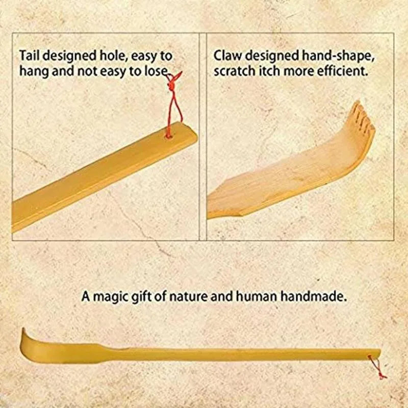 Bamboo Back Scratcher for Deep Tissue Relief - Ergonomic Long Handle Body Shaping Massage Equipment Tidesmit