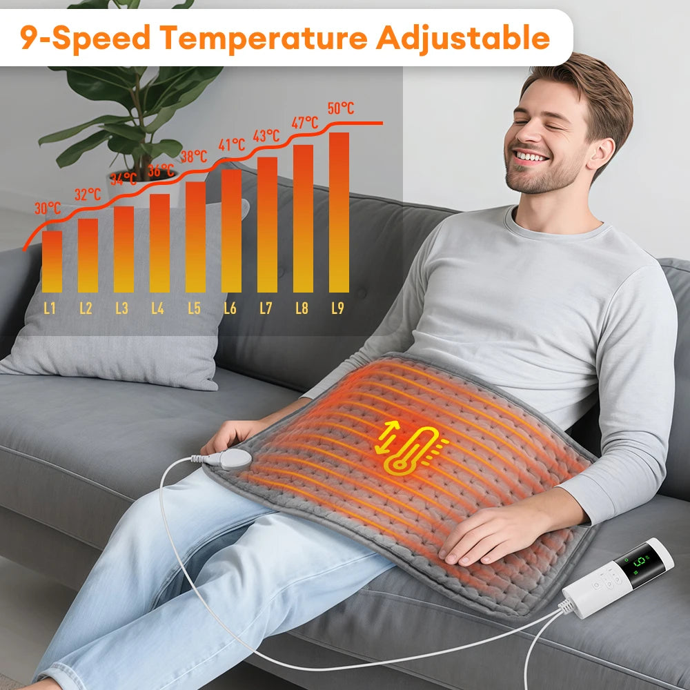 Electric Heating Pad for Back Pain Relief - 9 Heat Settings | Tidesmit Back Massage Instrument Tidesmit