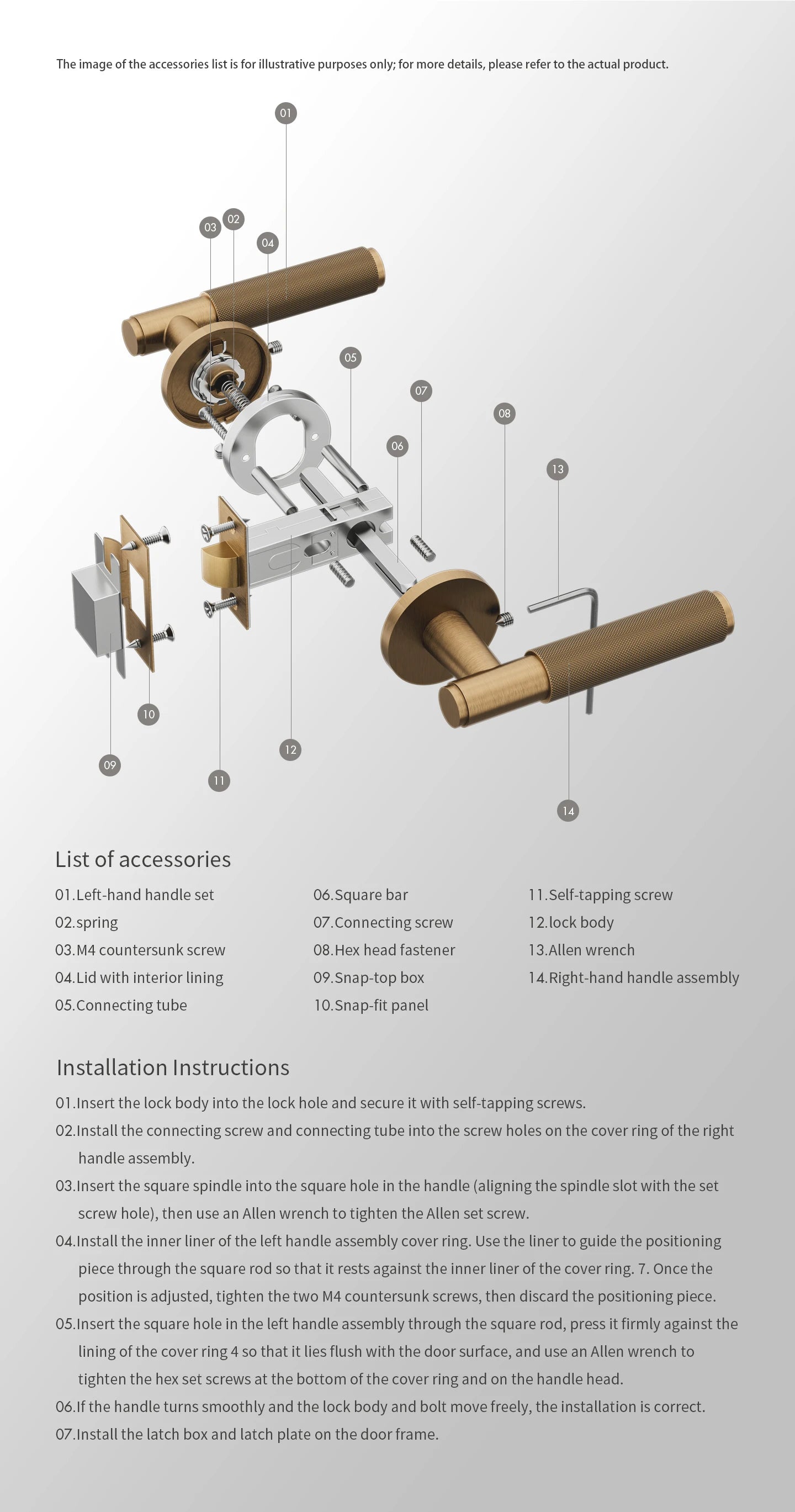 DOOROOM Brass Door Lock Set Modern Stripe Antique Bronze Interior Door Lock Decorative Lock Privacy Lock Passage Lock