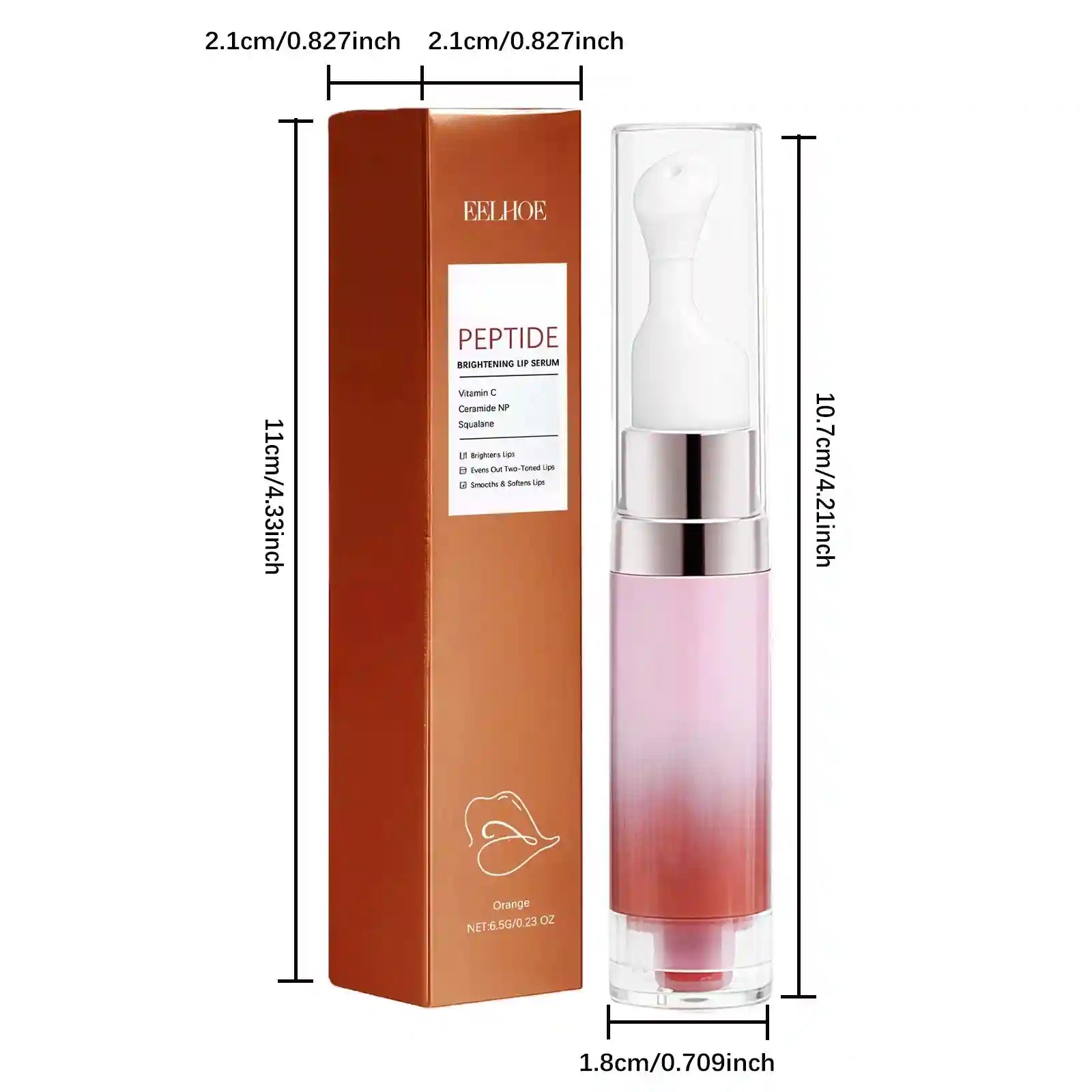 Hydrating Lip Serum: Plumping & Smoothing Lip Treatment | Tidesmit Lip Care Orange Tidesmit