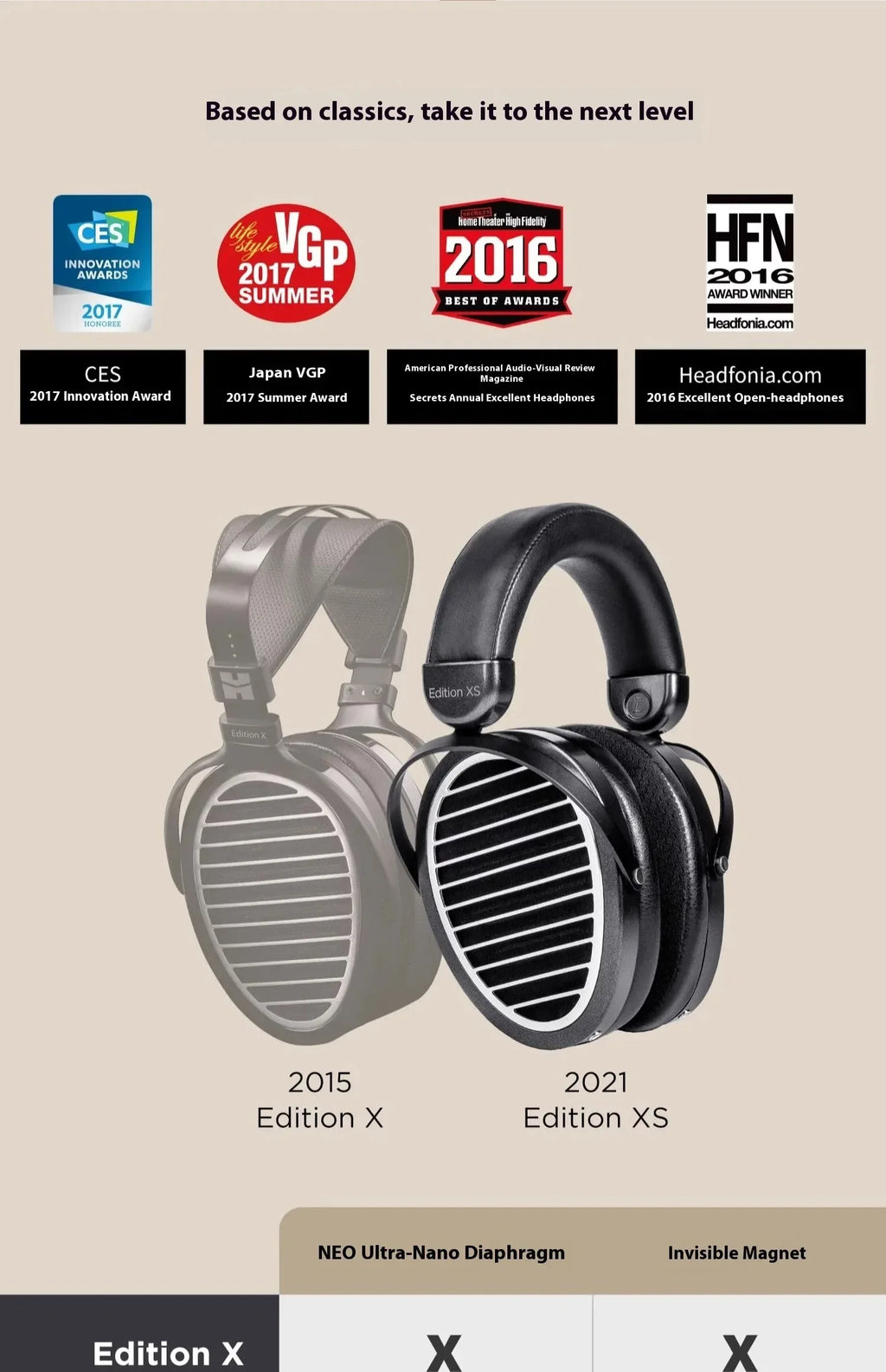 Planar Magnetic Open-Back Hi-Fi Headphones - Tidesmit Edition XS Tidesmit