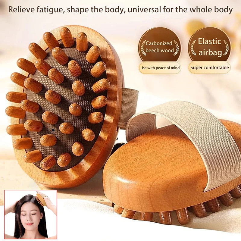 Anti Cellulite Massage Wooden Body Brush - Natural Dry Skin Tool Body Shaping Massage Equipment Tidesmit