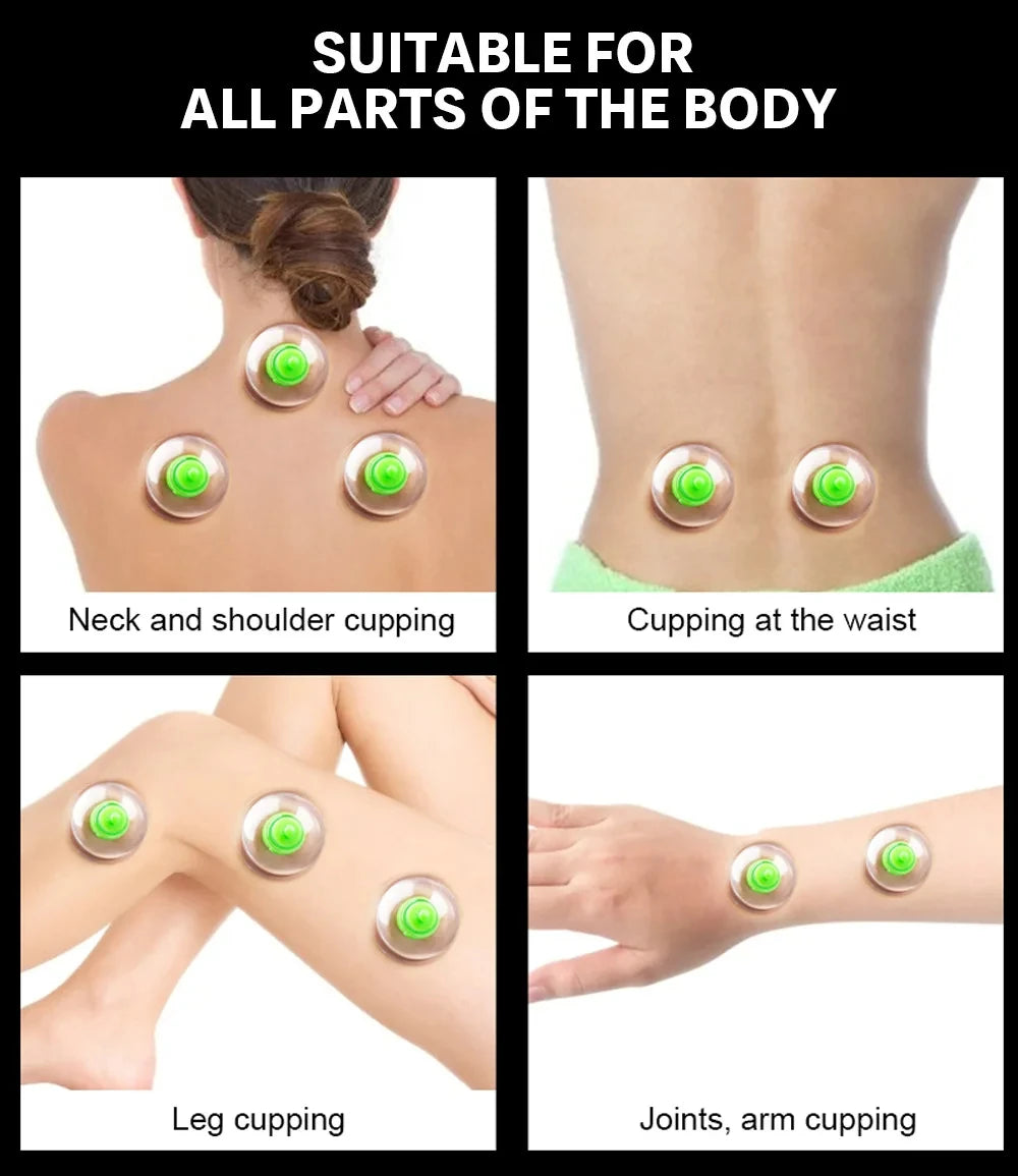Vacuum Cupping Set 6-Piece Body Massage Kit for Back Pain Relief Body Shaping Massage Equipment Tidesmit