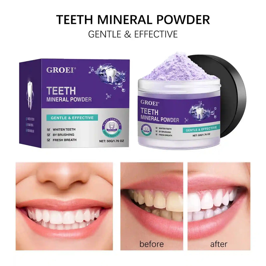 Tidesmit Hydroxyapatite Whitening Powder for purple dental plaque removal and fresh breath oral care.