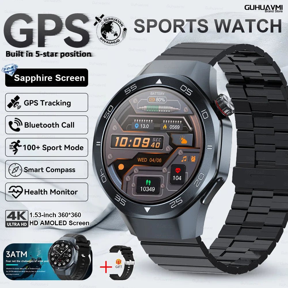 2026New Smart Watch GPS Positioning 3ATM Waterproof GPS Tracker Compass Men Bluetooth Call Heart rate 170+Sports Watch Men Women