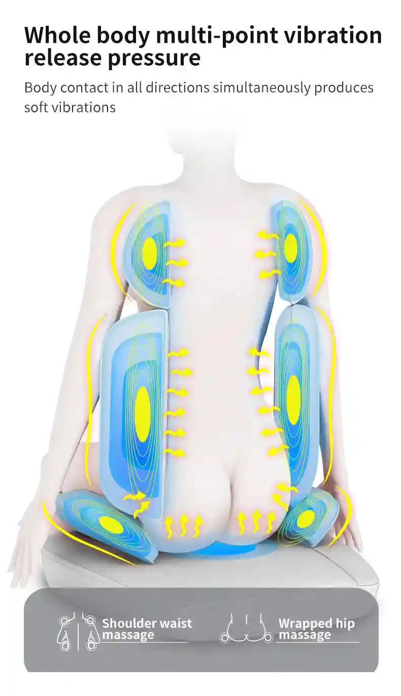 Electric Back Massager with Heat and Vibration - Gray Portable Device Massage Roller Tidesmit