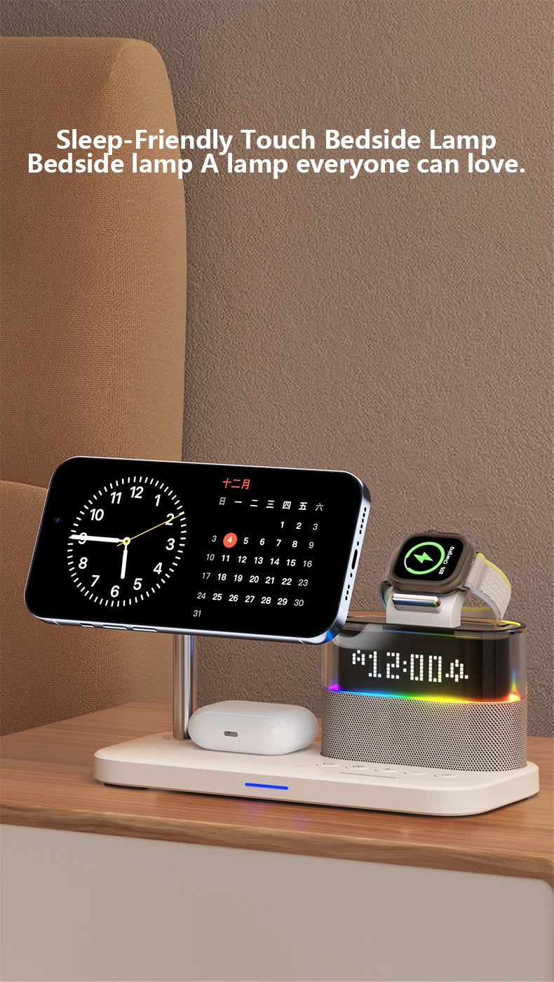 Qi2 Wireless Charger with Alarm Clock & RGB Light - Tidesmit Tidesmit