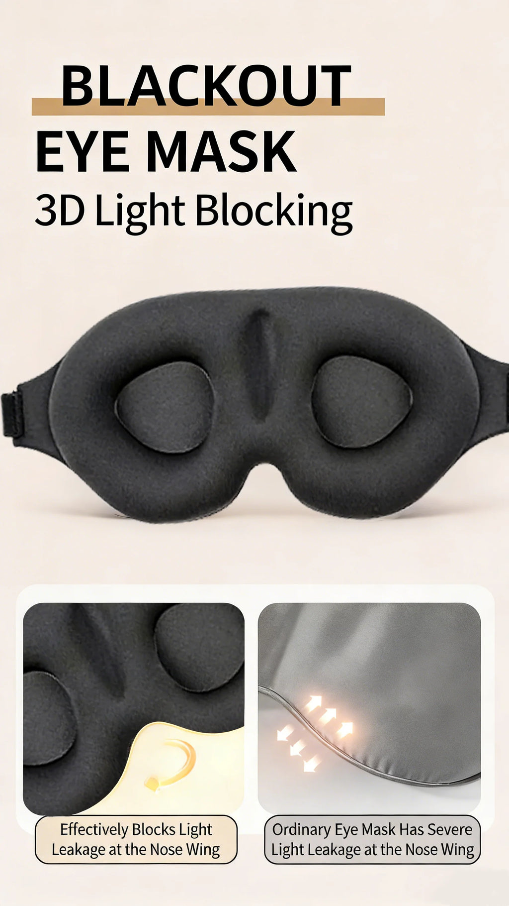 3D-Shaped Men's and Women's Sleep Eye Masks Provide Perfect Light-Blocking, Are Soft and Comfortable, Suitable for Travel A-DH